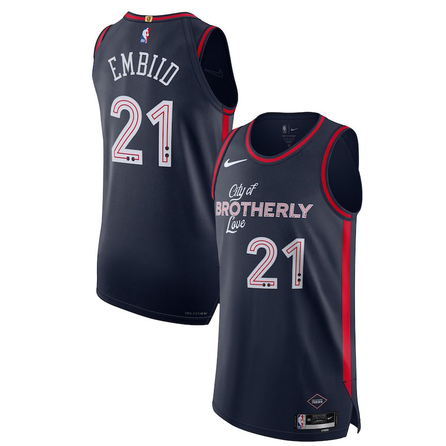 Men Philadelphia 76ers 21 Joel Embiid Nike Navy City Edition 2023-24 Authentic NBA Jersey